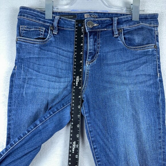 Kut from the Kloth Jeans Womens Size 8 Toothpick Skinny Distressed Denim Blue - Picture 7 of 10